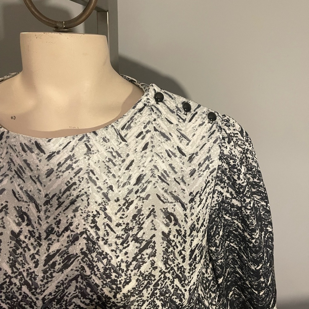 Vintage Ajax I love NY Black White Abstract patterned dress woman’s medium 80s - Picture 2 of 7